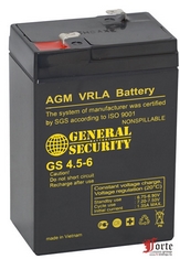 Аккумуляторная батарея General Sequrity GS 4,5-6 Напряжение 6 B - 4,5 Ah General Security GS 4,5-6 фото, купить, цена, магазин